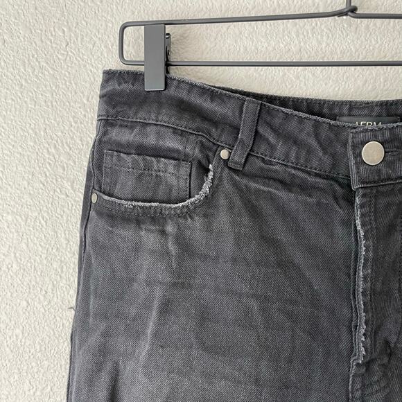 AFRM Washed Black Cyrus High Waist Ankle Ripped Destroyed Button Fly Jeans 28 - Picture 7 of 8